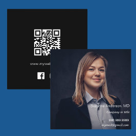 Cartão De Visita Quadrado Ícones de mídia social de código QR com foto do lo