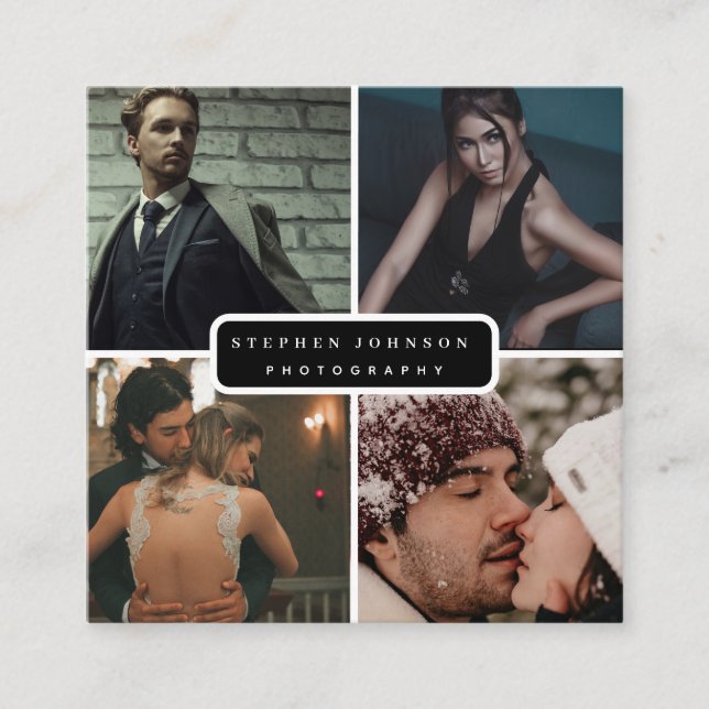 Cartão De Visita Quadrado Ícones de mídia social do código QR do fotógrafo 4 (Frente)