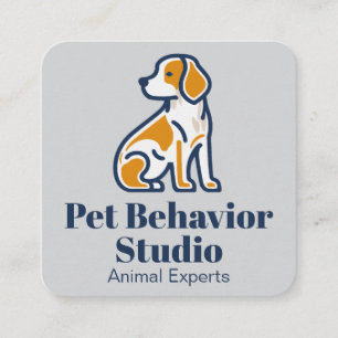 Cartão De Visita Quadrado Ilustração Sitting Puppy Formador de cães