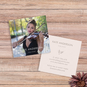 Cartão De Visita Quadrado Imagem de Músico Violinista Moderno Elegante
