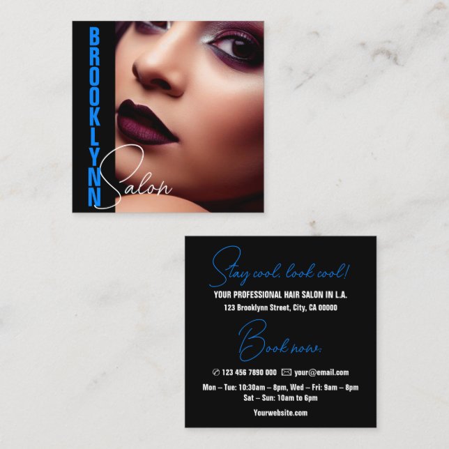 Cartão De Visita Quadrado Imagem Legal moderna Modelo de imagem azul claro S (Frente/Verso)