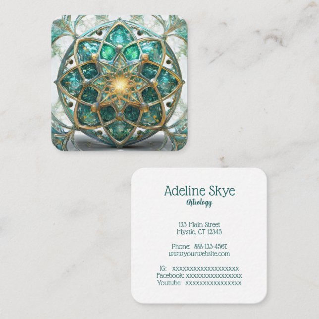 Cartão De Visita Quadrado Imagem mística (Frente/Verso)