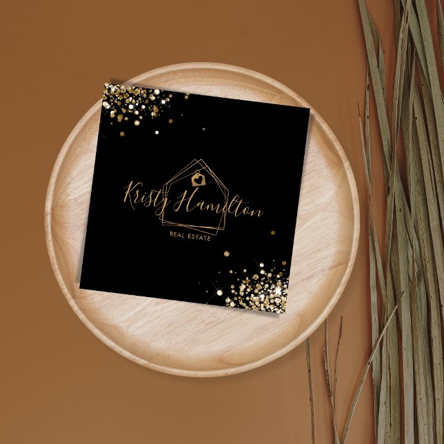 Cartão De Visita Quadrado imobiliária profissional imobiliária local adicion (Criador carregado)