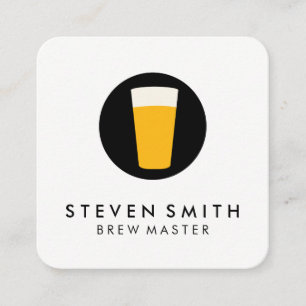 Cartão De Visita Quadrado Impressão do logotipo de cerveja preto branco