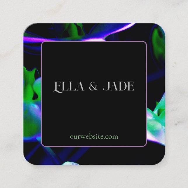 Cartão De Visita Quadrado Impressão floral brilhante (Frente)