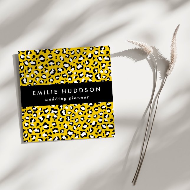 Cartão De Visita Quadrado Impressão Leopardo, Manchas Leopardo, Leopardo Ama (Criador carregado)