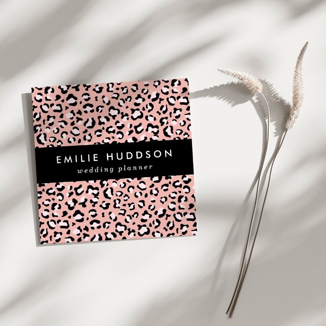 Cartão De Visita Quadrado Impressão Leopardo, Manchas Leopardo, Leopardo Ros (Criador carregado)