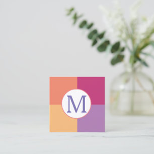 Cartão De Visita Quadrado Inicial Monograma Personalizado Colorido Moderno