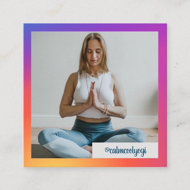 Cartão De Visita Quadrado Instagram Foto de Trendy do Influenciador de Mídia (Frente)