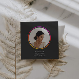 Cartão De Visita Quadrado Instagram Tema Escuro Código QR 1 Foto Mídia Socia