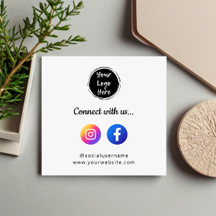 Cartão De Visita Quadrado Instagrama de Mídia Social e Código QR do Facebook