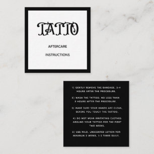 Cartão De Visita Quadrado Instrução de Cuidados Pós-Tatuagem com Padrão de G
