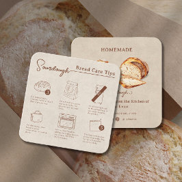 Cartão De Visita Quadrado Instrução Russo Homemade Sourdough Bread Care