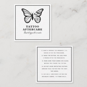 Cartão De Visita Quadrado Instruções de Cuidados Pós-Tatuagem Butterfly & Ea