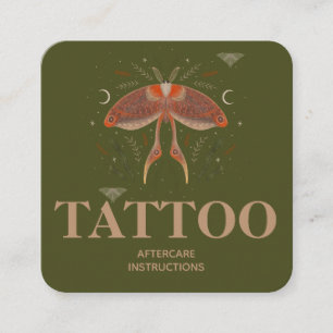 Cartão De Visita Quadrado Instruções de Cuidados Pós-Tatuagem Cottagecore pa