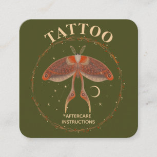 Cartão De Visita Quadrado Instruções de Cuidados Pós-Tatuagem Cottagecore pa