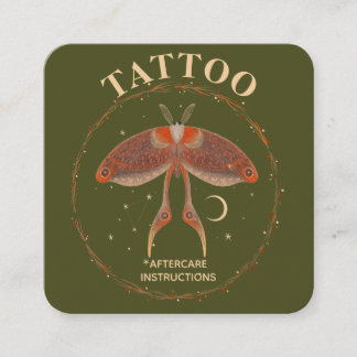 Cartão De Visita Quadrado Instruções de Cuidados Pós-Tatuagem Cottagecore pa