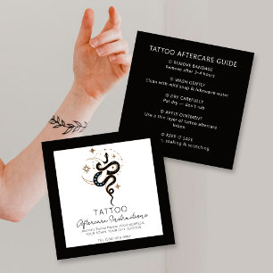 Cartão De Visita Quadrado Instruções de Cuidados Pós-Tatuagem de Cobra Elega