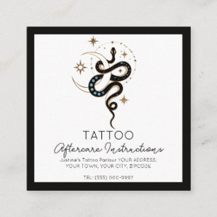 Cartão De Visita Quadrado Instruções de Cuidados Pós-Tatuagem de Cobra Elega