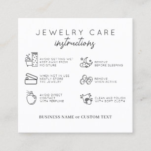 Cartão De Visita Quadrado Instruções Elegantes para o Serviço de Jewelry do