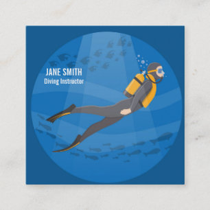 Cartão De Visita Quadrado Instrutor de mergulho para operações de mergulho e