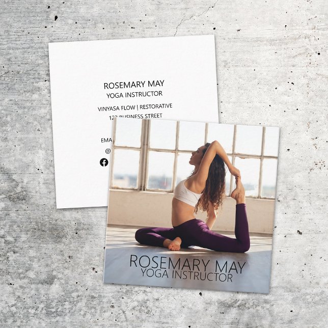 Cartão De Visita Quadrado Instrutor Yoga Health Malhação Pessoal Treinador (Criador carregado)