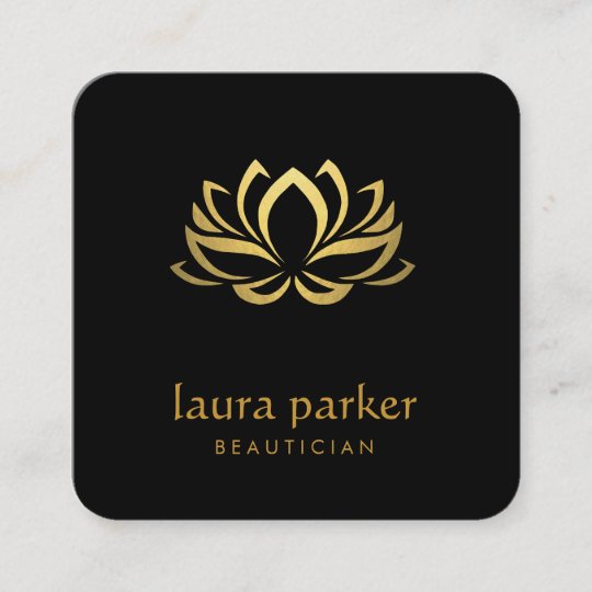 Cartao De Visita Quadrado Ioga Cura Do Logotipo Dourado Da Flor De Lotus Zazzle Com Br