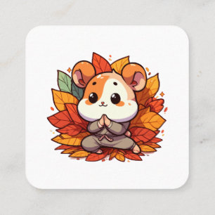 Cartão De Visita Quadrado Ioga de hamster outono kawaii