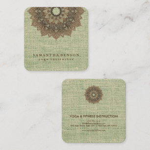 Cartão De Visita Quadrado Ioga elegante do logotipo da flor de Lotus