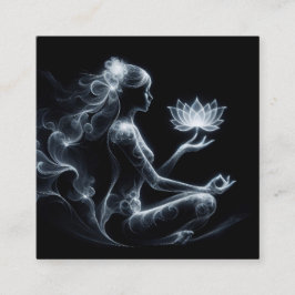 Cartão De Visita Quadrado Ioga Instrutor Lotus Meditação Pose Brilhante