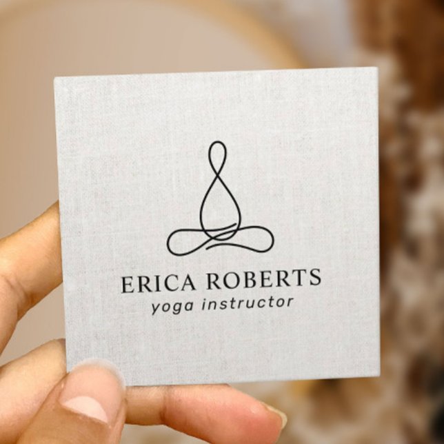 Cartão De Visita Quadrado Ioga Instrutor Mínimo Logotipo de Linha Elegante L (Criador carregado)