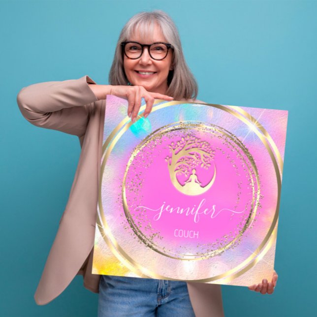 Cartão De Visita Quadrado Ioga Sofisticação Terapêutica com Couro Mindício Q (Criador carregado)