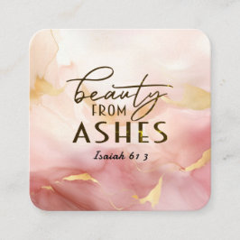 Cartão De Visita Quadrado Isaiah 61 3 Beleza da Bíblia Ashes Verse Pink