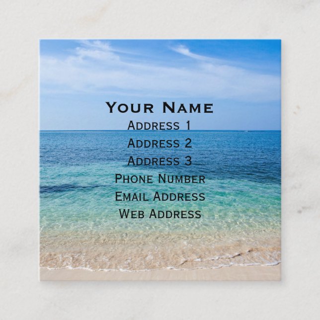 Cartão De Visita Quadrado Jamaica Beach (Frente)