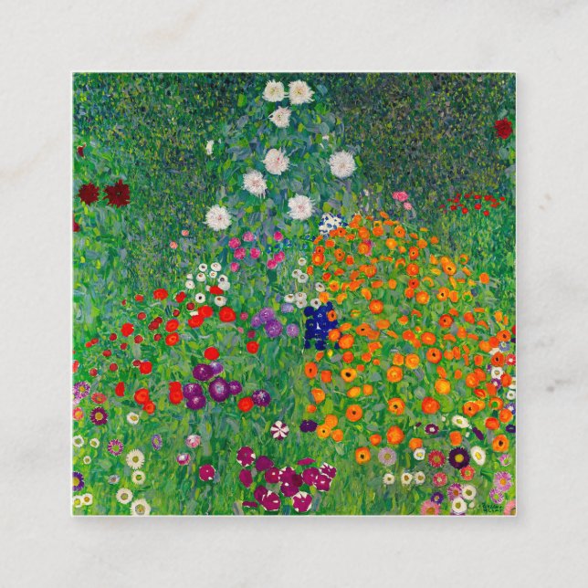 Cartão De Visita Quadrado Jardim de Algodão Gustav Klimt (Frente)