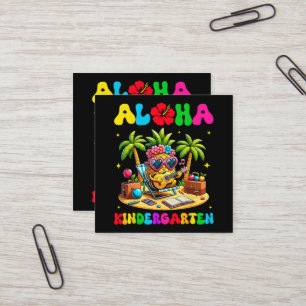Cartão De Visita Quadrado Jardim de Infância Aloha Abacaxi Havaí Volta às Au