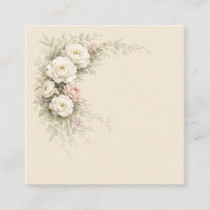 Cartão De Visita Quadrado Jardim de Rosas em Aquarela para Sempre