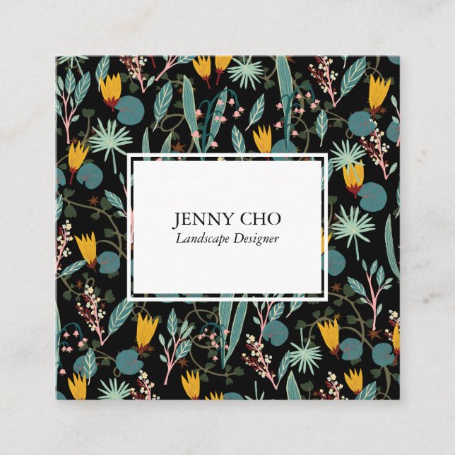 Cartão De Visita Quadrado Jardineiro Paisagista Plantas de jardinagem modern (Frente)