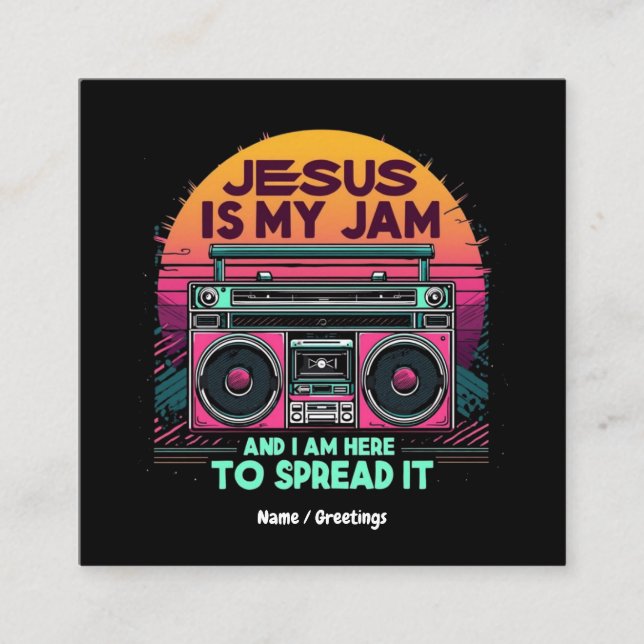 Cartão De Visita Quadrado Jesus é meu empecilho e eu estou aqui para espalhá (Frente)