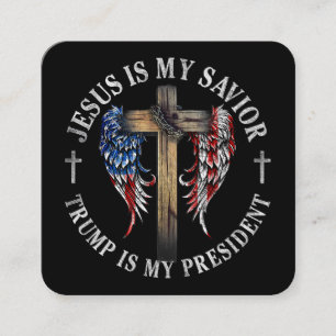 Cartão De Visita Quadrado Jesus é meu salvador Trump é meu presidente 2024 E