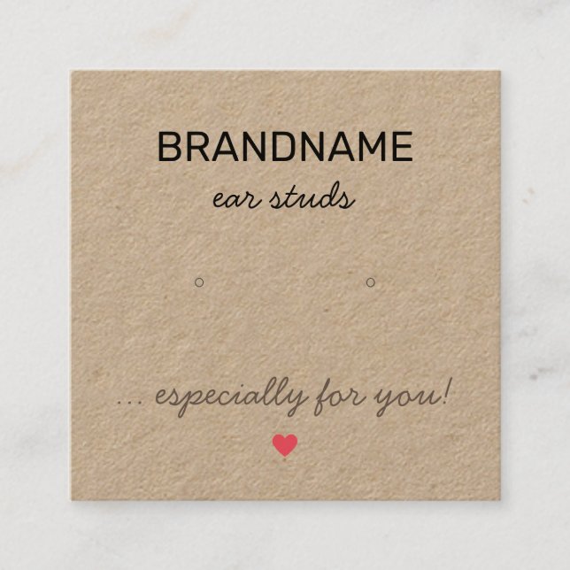 Cartão De Visita Quadrado Jewelry Tiny Heart Rustic Earrings Holandês (Frente)