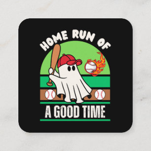 Cartão De Visita Quadrado Jogador de Beisebol Fantasma Halloween