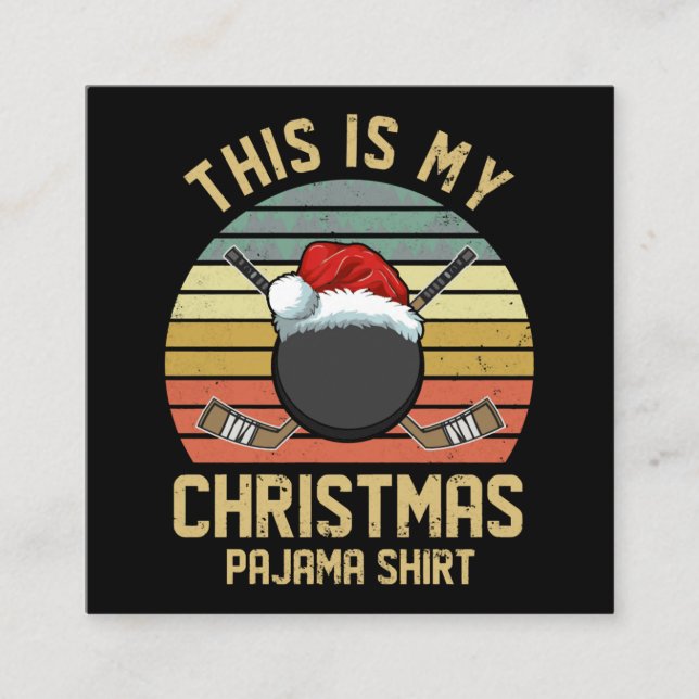 Cartão De Visita Quadrado Jogador de Hóquei Engraçado Quarentena de Natal Fe (Frente)