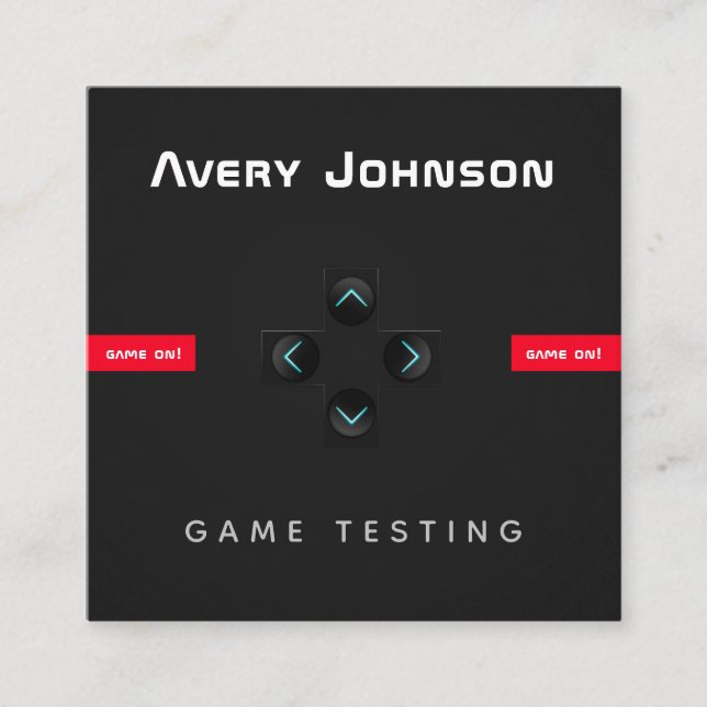 Cartão De Visita Quadrado Jogador Preto e Branco Negro Mínimo (Frente)