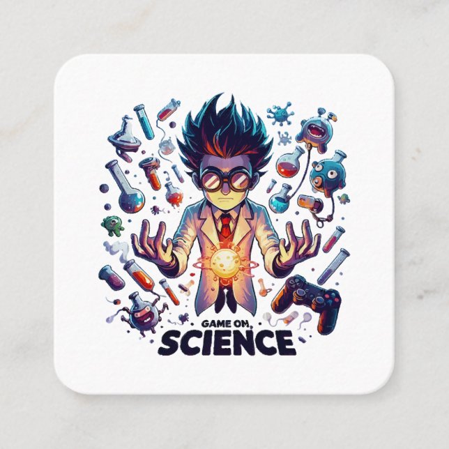 Cartão De Visita Quadrado Jogo de Conexão Química On, Tema da Ciência (Frente)