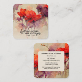 Cartão De Visita Quadrado John 15:12 Se Ama Outra Bíblia Verso Floral Vermel