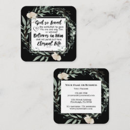 Cartão De Visita Quadrado John 3:16 Deus tão adorou a Bíblia mundial