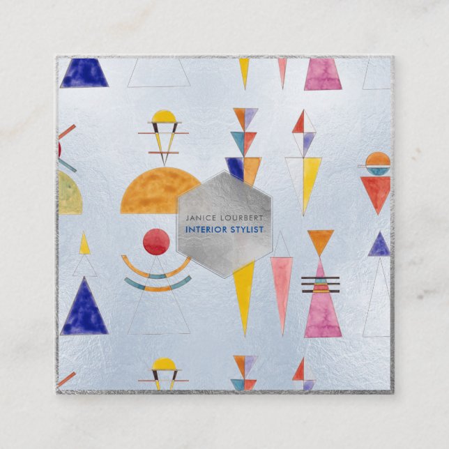 Cartão De Visita Quadrado Kandinsky, Aquarela, Portão de Esboço de Kiev (Frente)