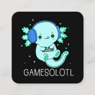 Cartão De Visita Quadrado Kawaii Gamesolotl Axolotl Gamer