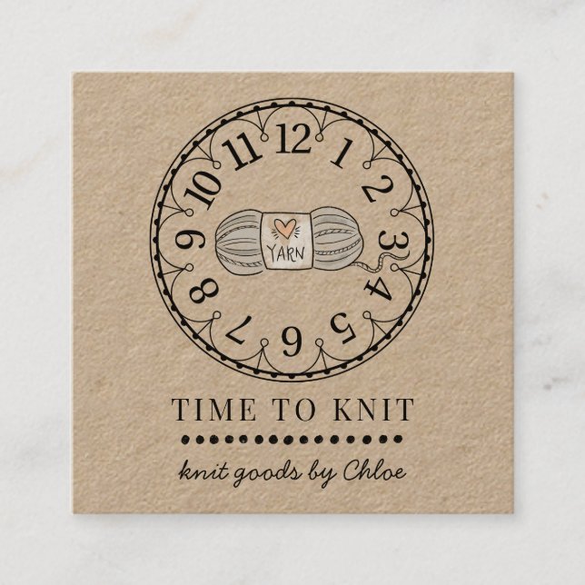 Cartão De Visita Quadrado Knit Goods Knitting Business Kraft artesanal (Frente)